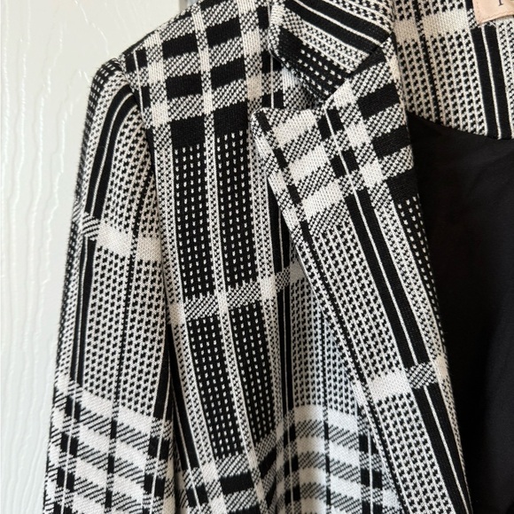 Philosophy Black and White Plaid Ponte Knit longline Blazer Jacket Size Medium - Picture 3 of 5